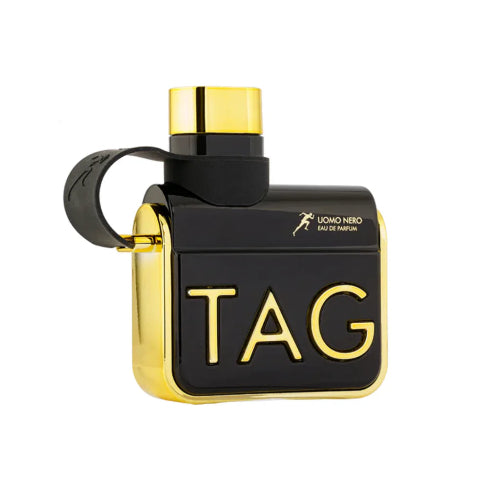 Perfume TAG Uomo Nero de Armaf - Eau de Parfum para Hombre en frasco negro y dorado con correa