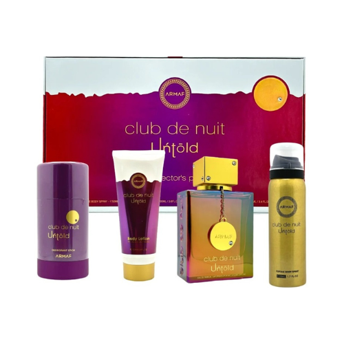 Gift Set Armaf Club De Nuit Untold 4 Piezas - Estuche de Perfume Unisex 105ml con Complementos en Musk Dor