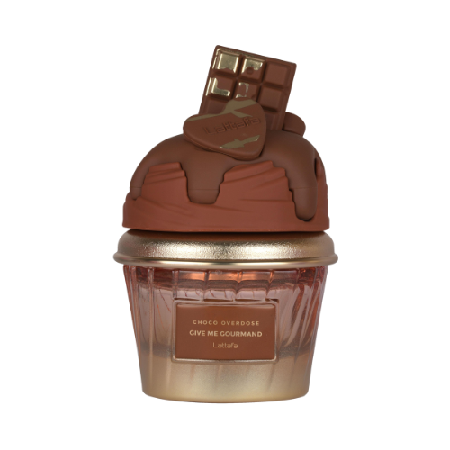 Perfume Lattafa Choco Overdose 75ml frasco minimalista notas de chocolate amargo avellana y vainilla en Misk Dor.