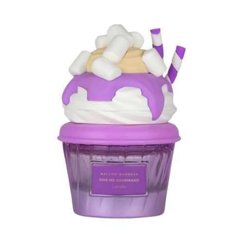 Perfume Lattafa Mallow Madness 75ml frasco elegante notas de malvavisco vainilla y frutos rojos en Misk Dor.